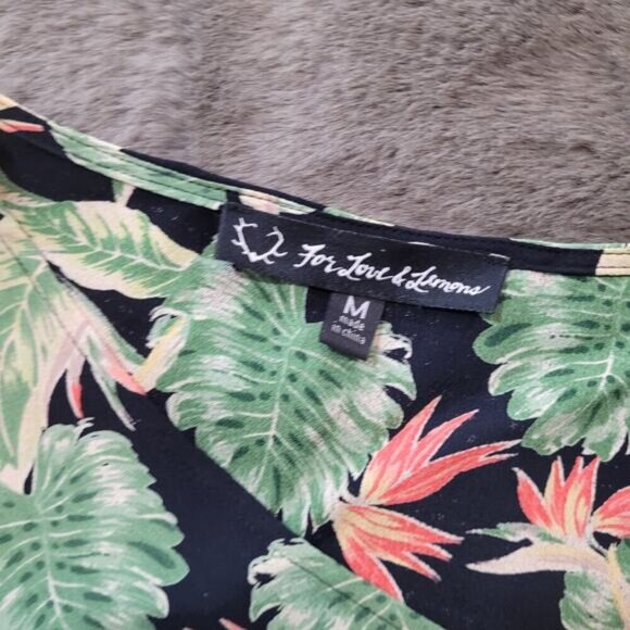 For Love & Lemons Tropical Long Sleeve Wrap‎ Blouse - Size Medium - Picture 7 of 10